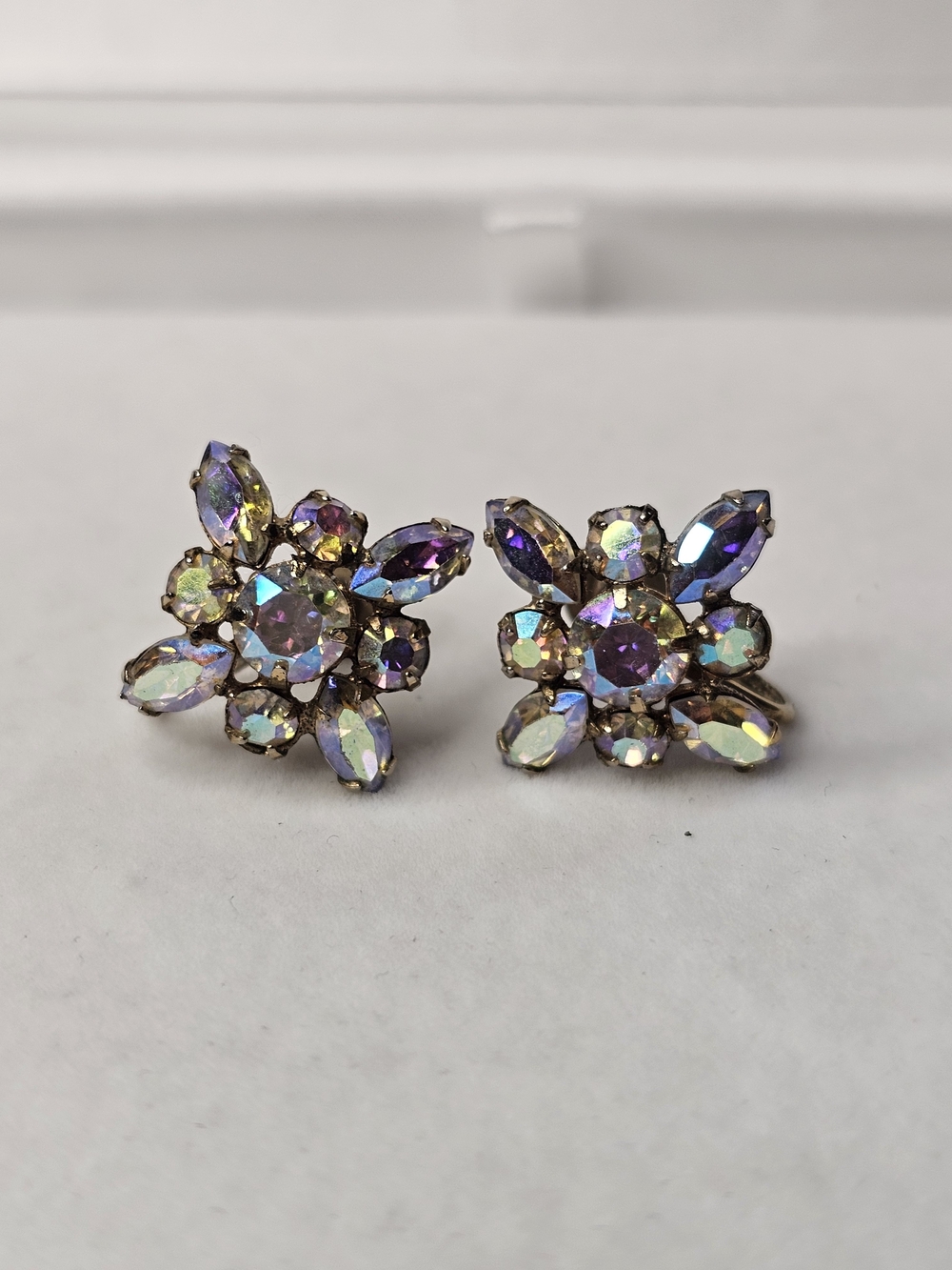 Sherman Aurora Crystal Flower Screwback Earrings